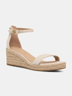 Tommy Hilfiger sandały zamszowe SUEDE ANKLE MID WEDGE ESPADRILLE kolor beżowy FW0FW08479