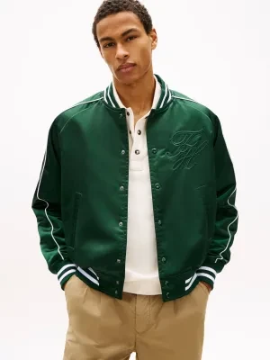 Tommy Hilfiger Satynowa kurtka bomber VARSITY | Loose fit