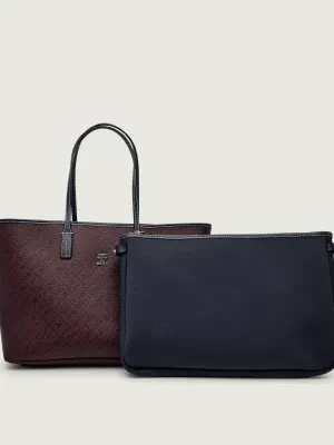 Tommy Hilfiger Shopperka + saszetka MONOPLAY | z dodatkiem skóry