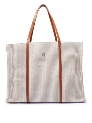 Tommy Hilfiger Shopperka | z dodatkiem skóry beżowy