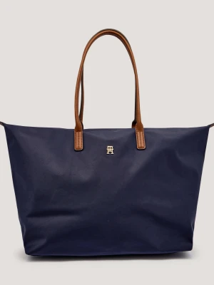 Tommy Hilfiger Shopperka | z dodatkiem skóry granatowy