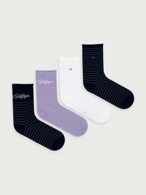 Tommy Hilfiger skarpety damskie z bawełną 4-pack fioletowy