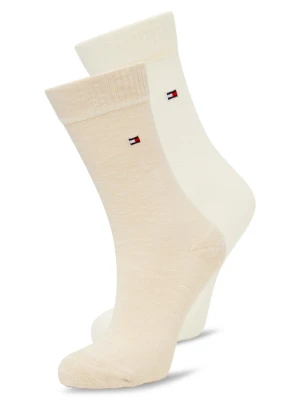Tommy Hilfiger Skarpety w 2-paku Kobiety drobna dzianina beżowy|biały jednolity,