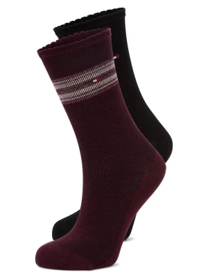 Tommy Hilfiger Skarpety w 2-paku Kobiety drobna dzianina czerwony jednolity,