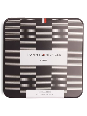 Tommy Hilfiger Skarpety w 4-paku Mężczyźni Bawełna czarny wzorzysty,