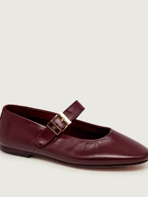 Tommy Hilfiger Skórzane baleriny Mary Jane bordowy