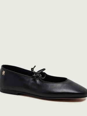 Tommy Hilfiger Skórzane baleriny Mary Jane czarny