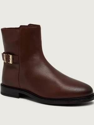 Tommy Hilfiger Skórzane botki brązowy