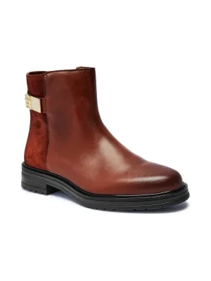 Tommy Hilfiger Skórzane botki Th Logo Leather Mix Chelsea
