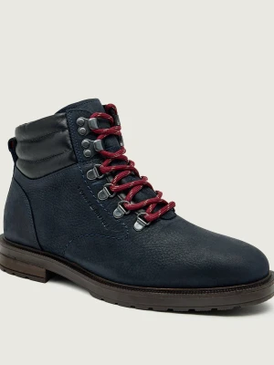 Tommy Hilfiger Skórzane buty wysokie granatowy