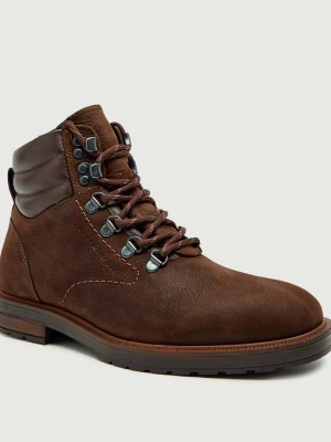 Tommy Hilfiger Skórzane buty wysokie brązowy