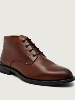 Tommy Hilfiger Skórzane buty wysokie brązowy