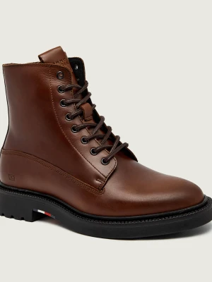 Tommy Hilfiger Skórzane buty wysokie brązowy