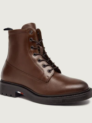 Tommy Hilfiger Skórzane buty wysokie Corporate brązowy