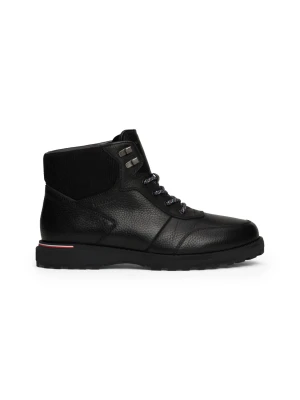Tommy Hilfiger Skórzane buty wysokie CORPORATE WARM OUTDOOR LTH BOOT czarny