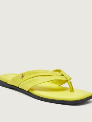 Tommy Hilfiger Skórzane japonki limonkowy