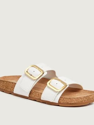 Tommy Hilfiger Skórzane klapki biały