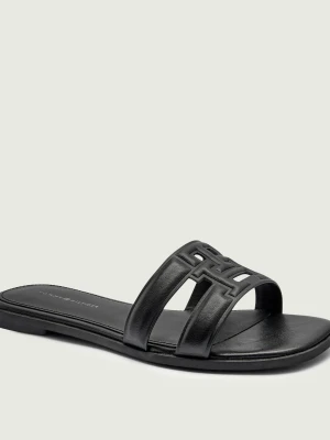 Tommy Hilfiger Skórzane klapki czarny