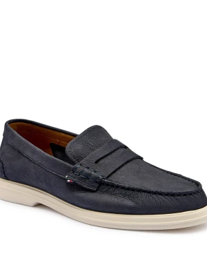 Tommy Hilfiger Skórzane loafersy granatowy