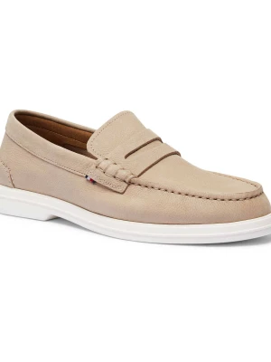 Tommy Hilfiger Skórzane loafersy beżowy