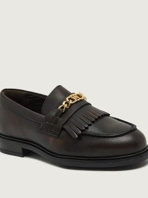 Tommy Hilfiger Skórzane loafersy brązowy