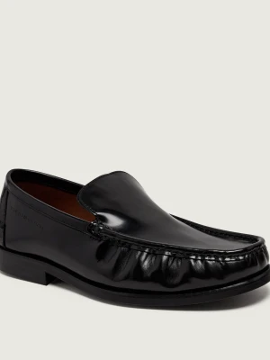 Tommy Hilfiger Skórzane mokasyny Square Toe czarny