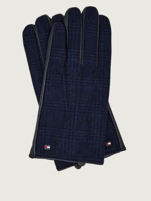 Tommy Hilfiger Skórzane rękawiczki | z dodatkiem wełny granatowy