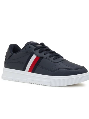 Tommy Hilfiger Skórzane sneakersy SUPERCUP STRIPES granatowy