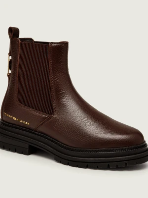 Tommy Hilfiger Skórzane sztyblety brązowy