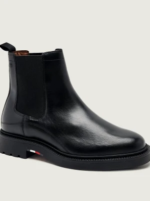 Tommy Hilfiger Skórzane sztyblety Chelsea czarny