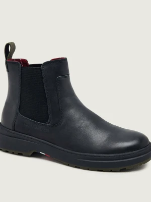 Tommy Hilfiger Skórzane sztyblety Chelsea czarny