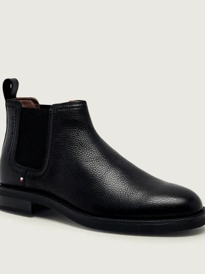 Tommy Hilfiger Skórzane sztyblety czarny