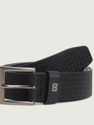 Tommy Hilfiger Skórzany pasek SOHO FLAG czarny