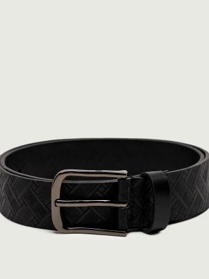 Tommy Hilfiger Skórzany pasek TH Flag Monogram czarny