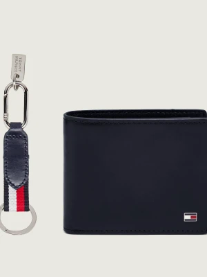 Tommy Hilfiger Skórzany portfel + brelok granatowy