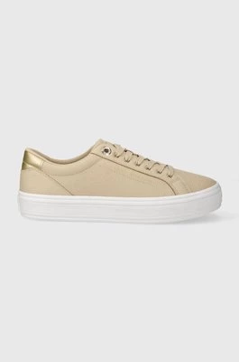 Tommy Hilfiger sneakersy ESSENTIAL VULC LEATHER SNEAKER kolor beżowy FW0FW07778