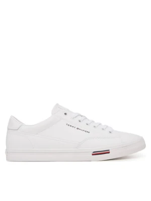 Tommy Hilfiger Sneakersy Signature Midsole Lace-Up Trainers With Leather FM0FM05814 Biały