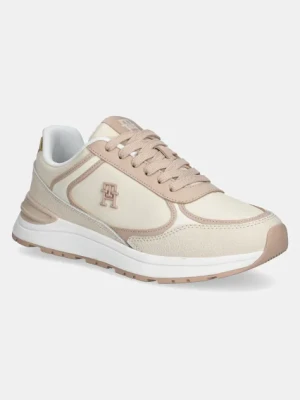 Tommy Hilfiger sneakersy skórzane CASUAL FASHION RUNNER LTHR kolor beżowy FW0FW08325