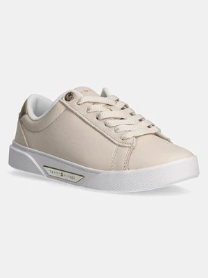 Tommy Hilfiger sneakersy skórzane CHIC COURT SNEAKER kolor beżowy FW0FW08382