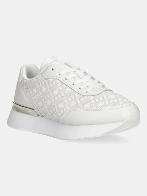 Tommy Hilfiger sneakersy skórzane CHIC MONOGRAM RUNNER damskie kolor beżowy FW0FW09051