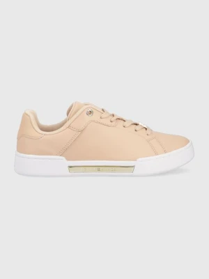 Tommy Hilfiger sneakersy skórzane COURT SNEAKER GOLDEN TH kolor beżowy FW0FW07116