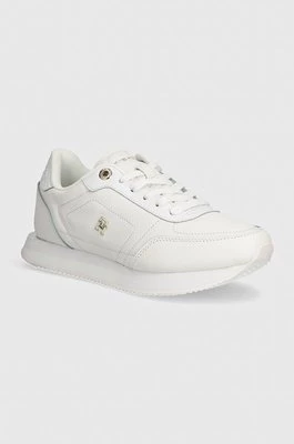 Tommy Hilfiger sneakersy skórzane ELEVATED ESSENT RUNNER MONOGRAM kolor biały FW0FW08285