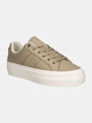 Tommy Hilfiger sneakersy skórzane ESSENTIAL VULC SNEAKER MONOGRAM kolor beżowy FW0FW07945