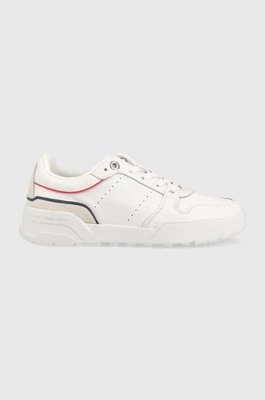 Tommy Hilfiger sneakersy skórzane Low Cut Basket kolor biały