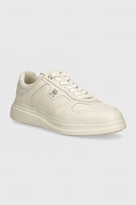 Tommy Hilfiger sneakersy skórzane LUX POINTY COURT SNEAKER kolor beżowy FW0FW07991