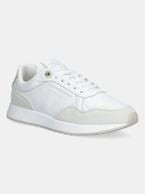 Tommy Hilfiger sneakersy skórzane MONOGRAM MIX MATERIAL RUNNER damskie kolor biały FW0FW09267