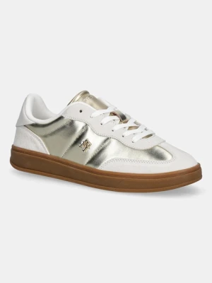 Tommy Hilfiger sneakersy skórzane MU JACKIE METALLIC damskie kolor beżowy FW0FW09026
