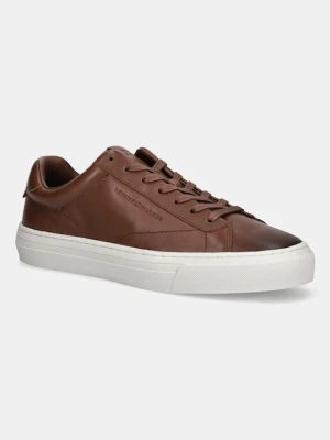Tommy Hilfiger sneakersy skórzane PREMIUM DRESS CUPSOLE COGNAC męskie kolor brązowy FM0FM05771