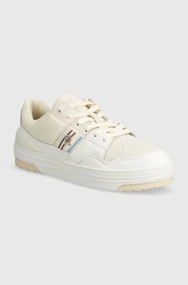 Tommy Hilfiger sneakersy skórzane SUEDE STRIPES BASKET LO kolor beżowy FW0FW07811
