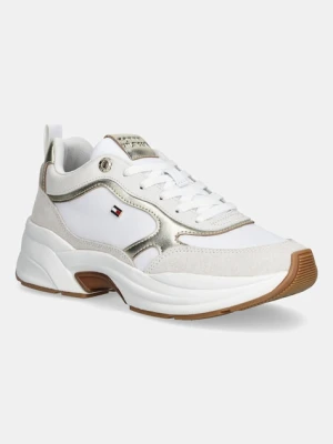 Tommy Hilfiger sneakersy skórzane TH CHUNKY RUNNER METALLIC damskie kolor beżowy FW0FW09204